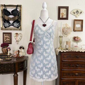 y2k dainty coquette fairy butterfly lace mini dress